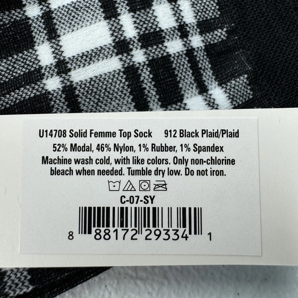 HUE Black White Plaid Femme Top Socks One Size Low Cut New 6 Pairs - Picture 2 of 6